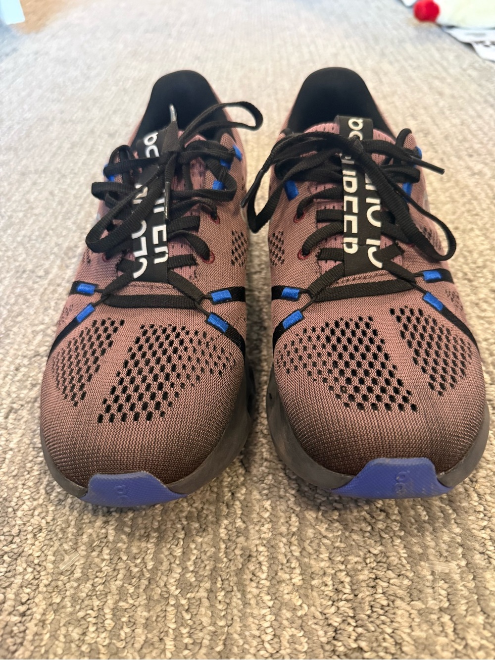 On Running Women's Brown Athletic Sneakers with Black and Blue Details